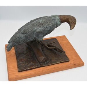 Vintage Collectible Solid Verdigris Bronze Figure Statue Bird Vulture Home Decor